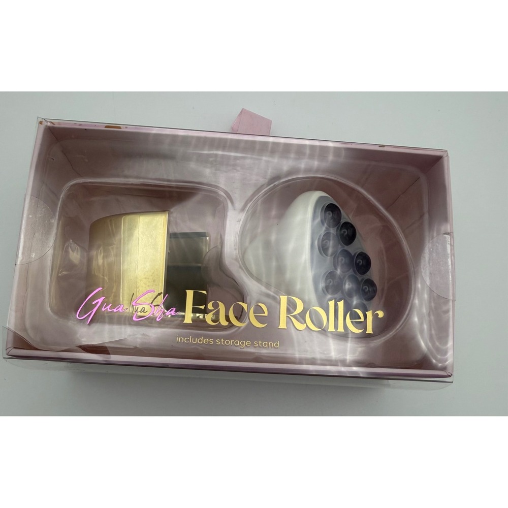 BeautyMD Gua Sha Face Roller 100% Jade Stone Facial Tool with Stand BMD398 New